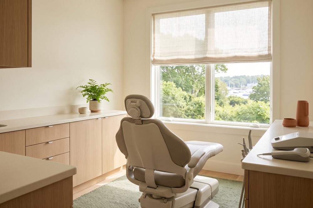 A treatment room at Acadia Family Dentistry with modern dental equipment